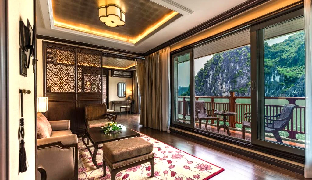 Heritage Line Ylang suite bedroom on Lan Ha Bay