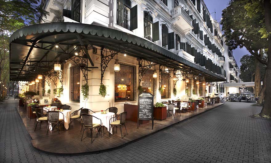 Street cafe at the Metropole in Hanoi, Vietnam.
