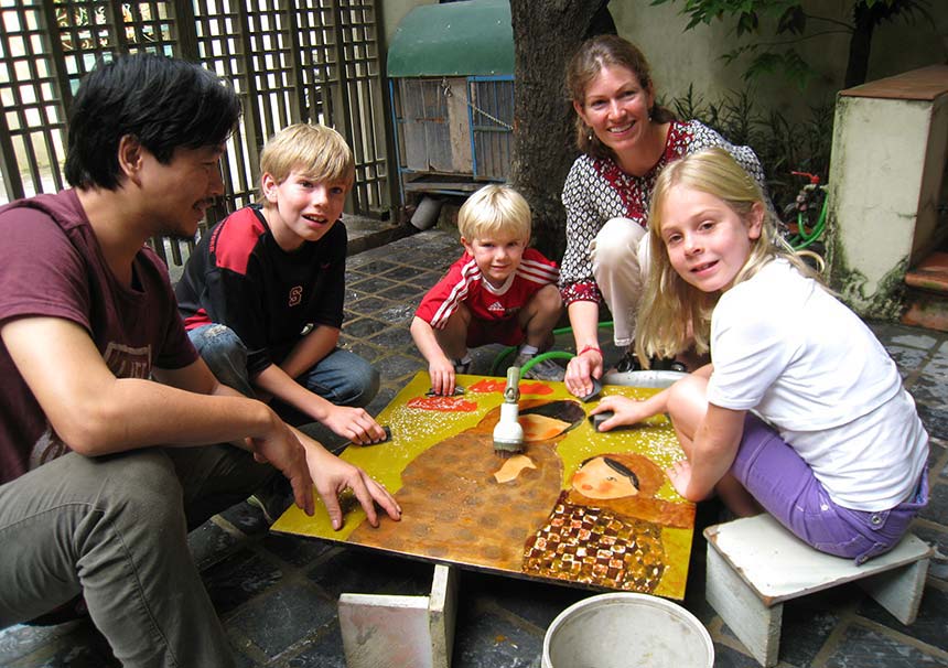 Children Learning Lacquer Art in Hanoi