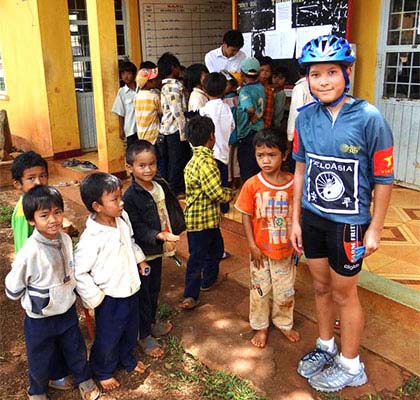 Stopping at school in Vietnam