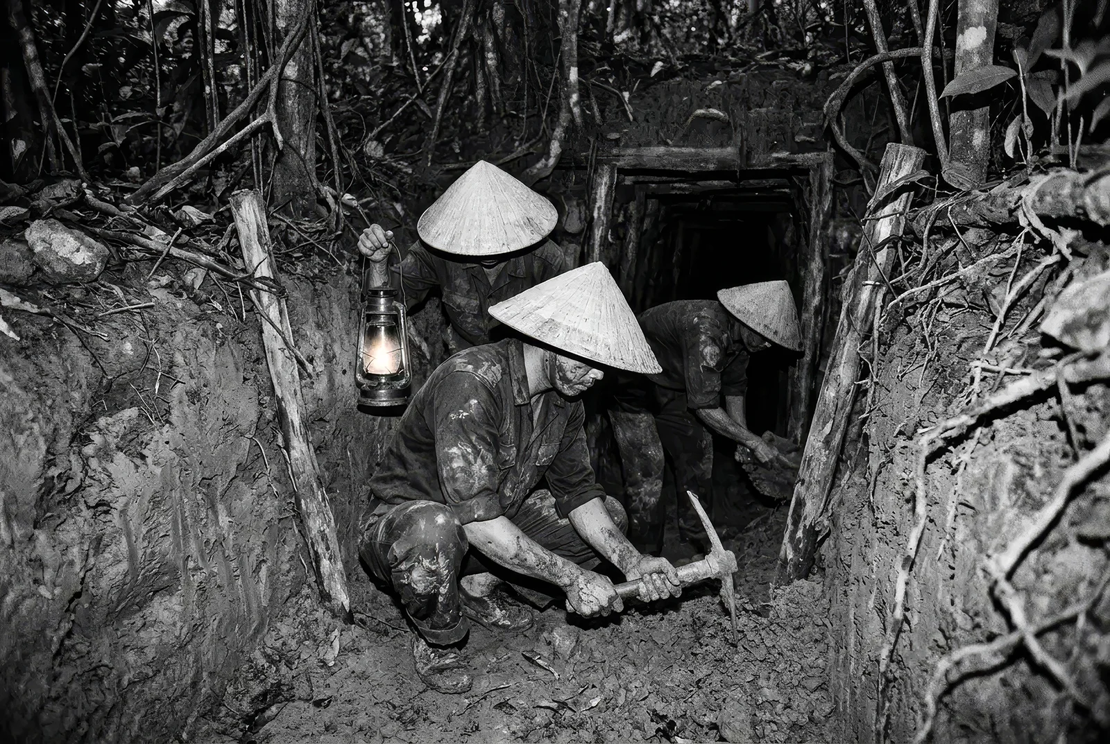 Guerrillas digging the Cu Chi tunnels by hand