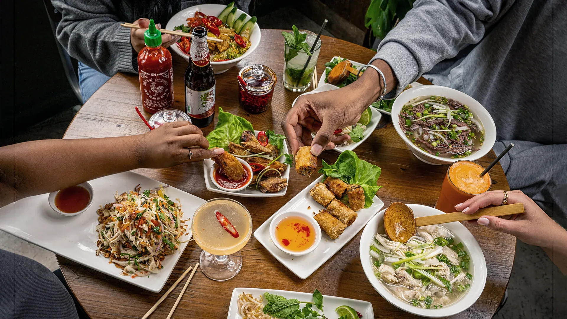 Eating pho in Hanoi, Vietnam