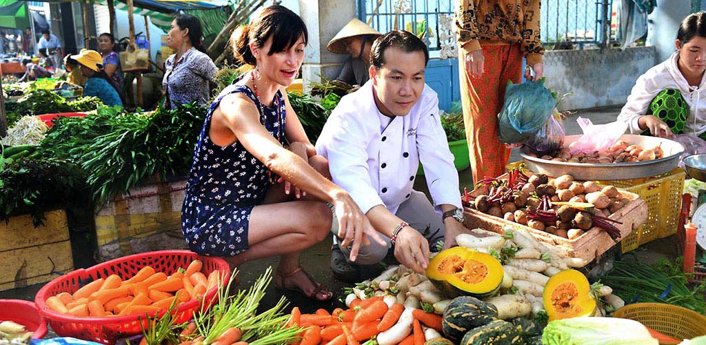 Shopping for ingredients at a Vietnamese market