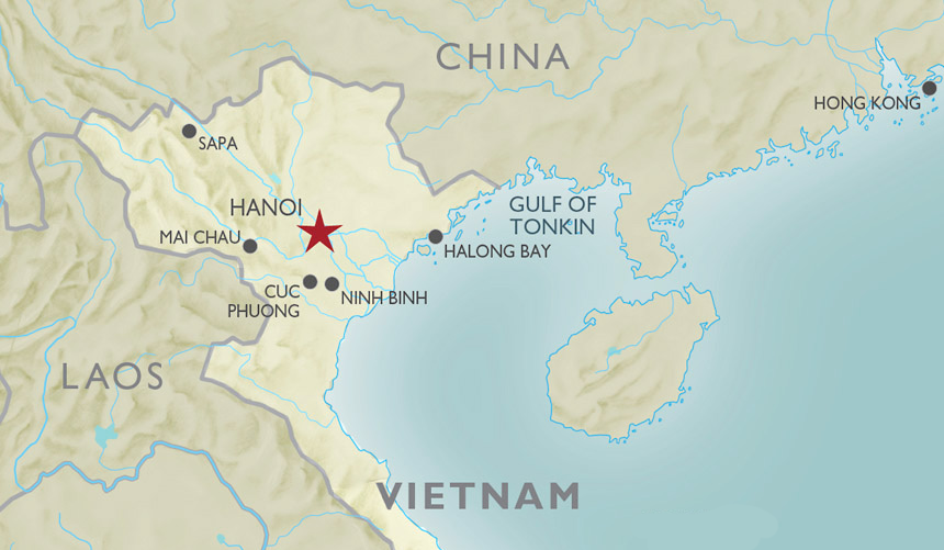 North Vietnam travel map with Mai Chau and Sapa